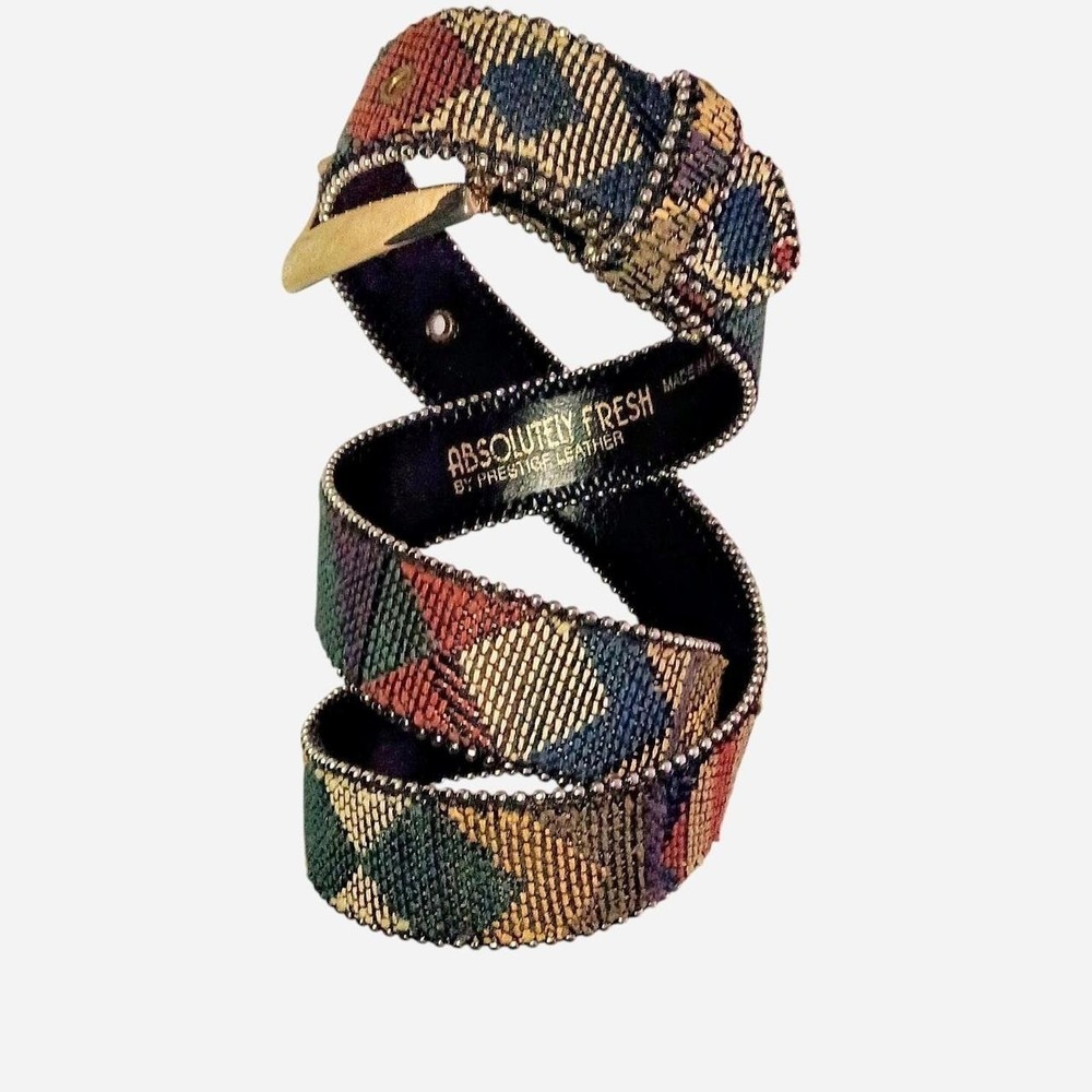 Absolutely Fresh by Prestige Leather Multicolored Belt & Gold Buckle Size S